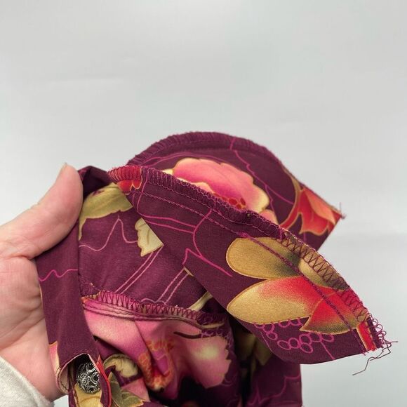 Vintage Maggie Sweet Women's Button-Up Padded Sketched Floral Print Blouse Large - Picture 3 of 10